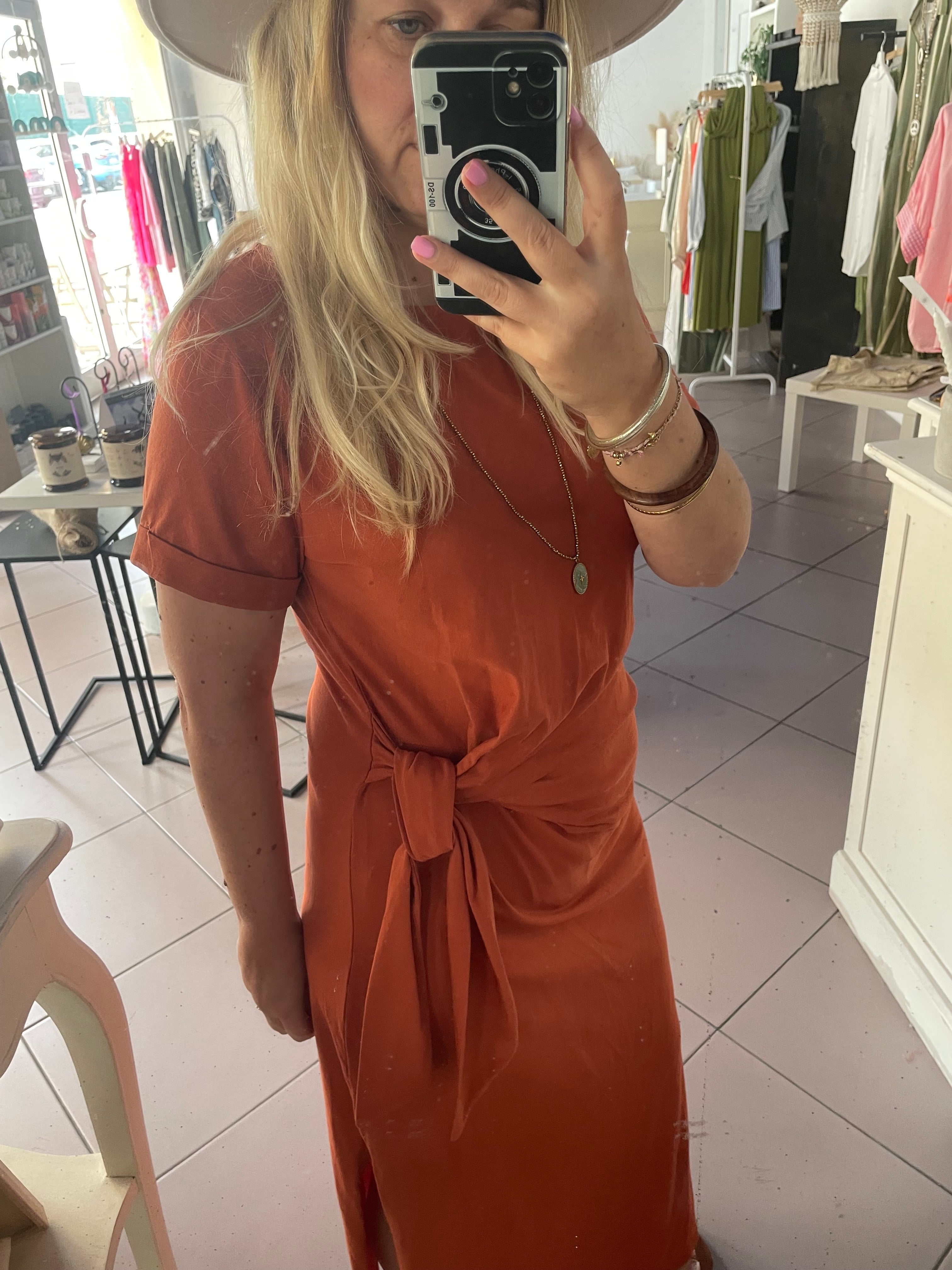 Robe longue noeud terracota