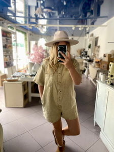 Combishort en jean beige Basile