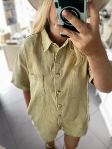 Combishort en jean beige Basile