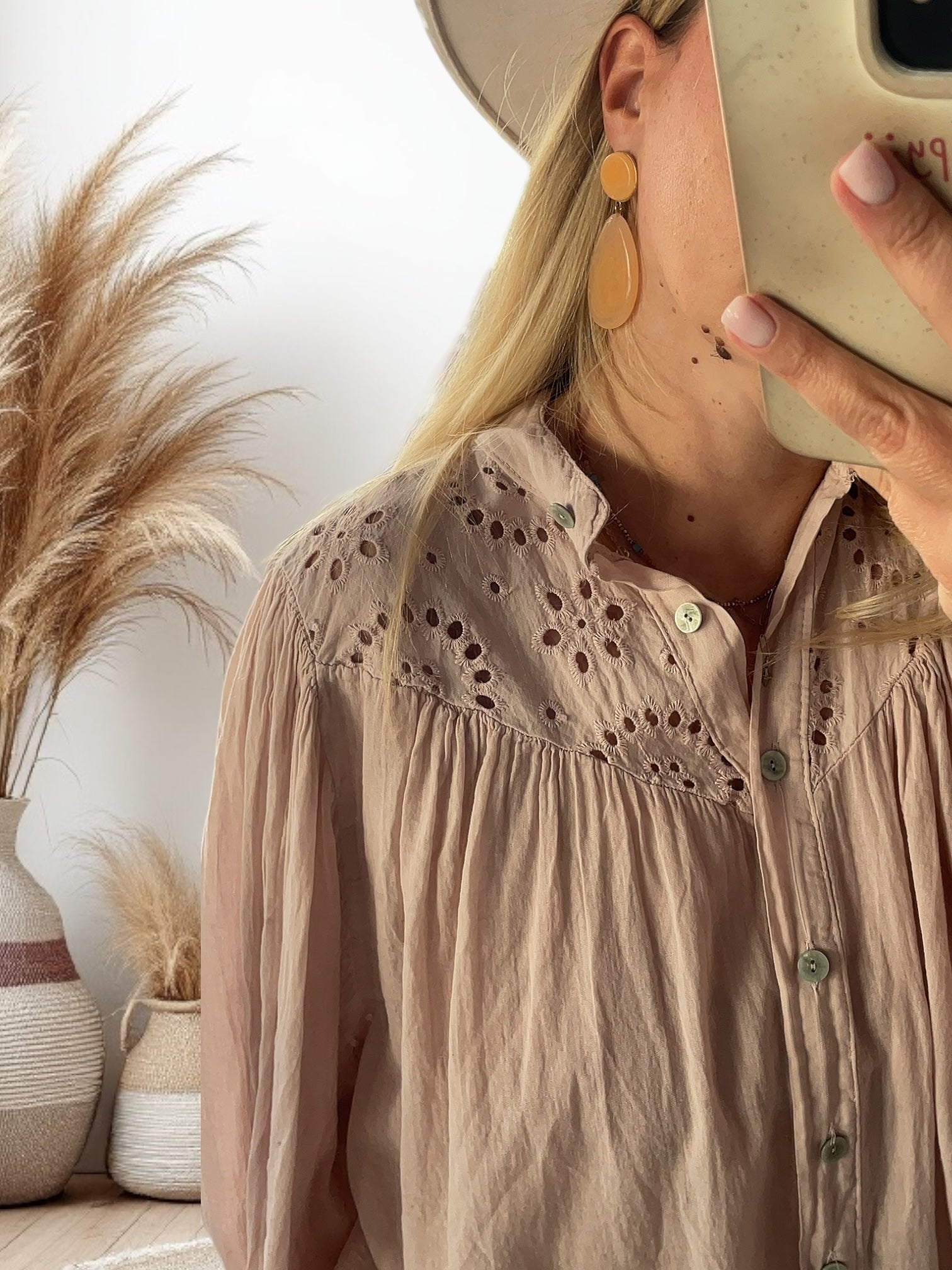 Blouse bohème rose poudrée Lucia