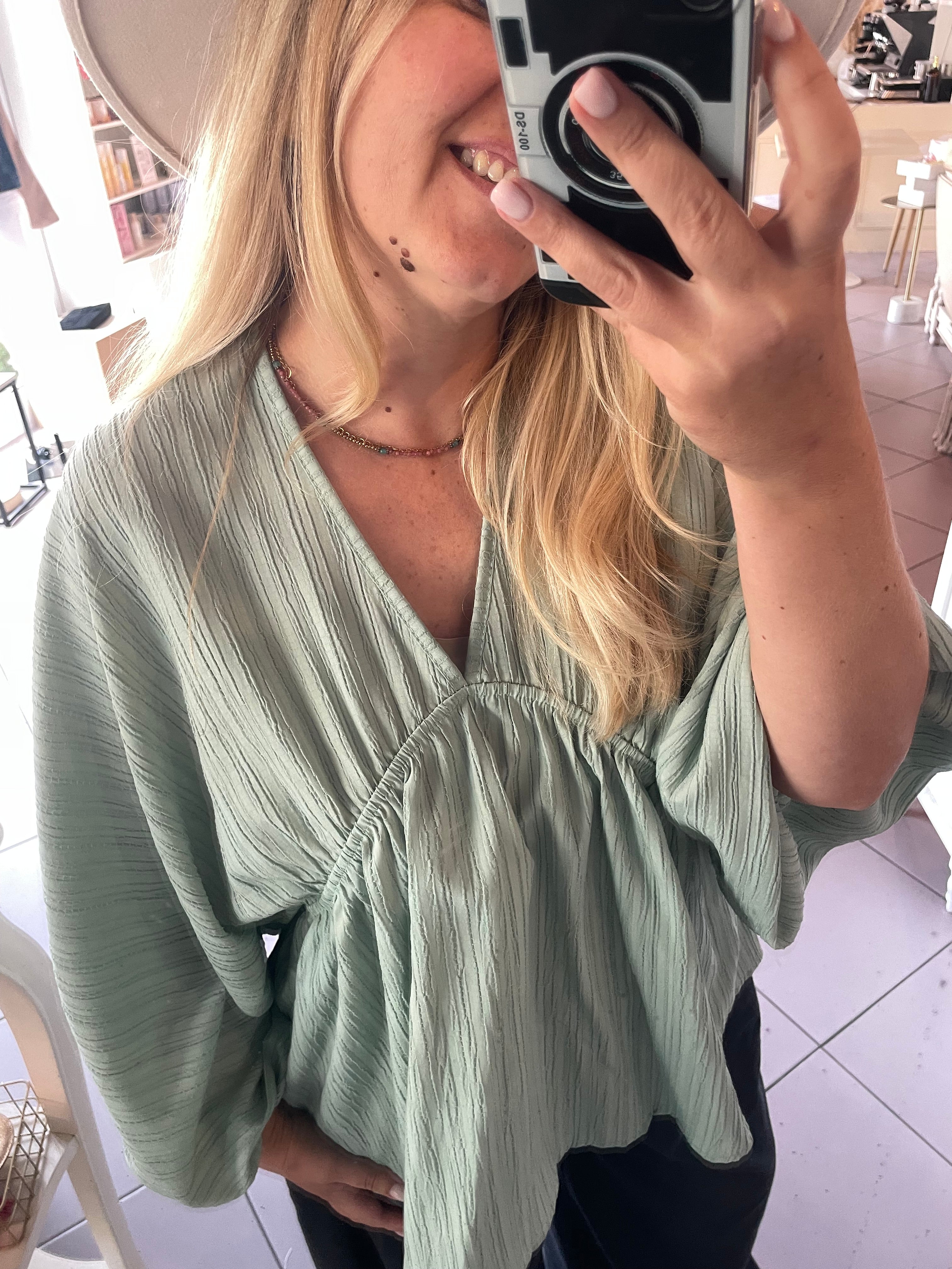 Blouse bohème vert sauge Gina