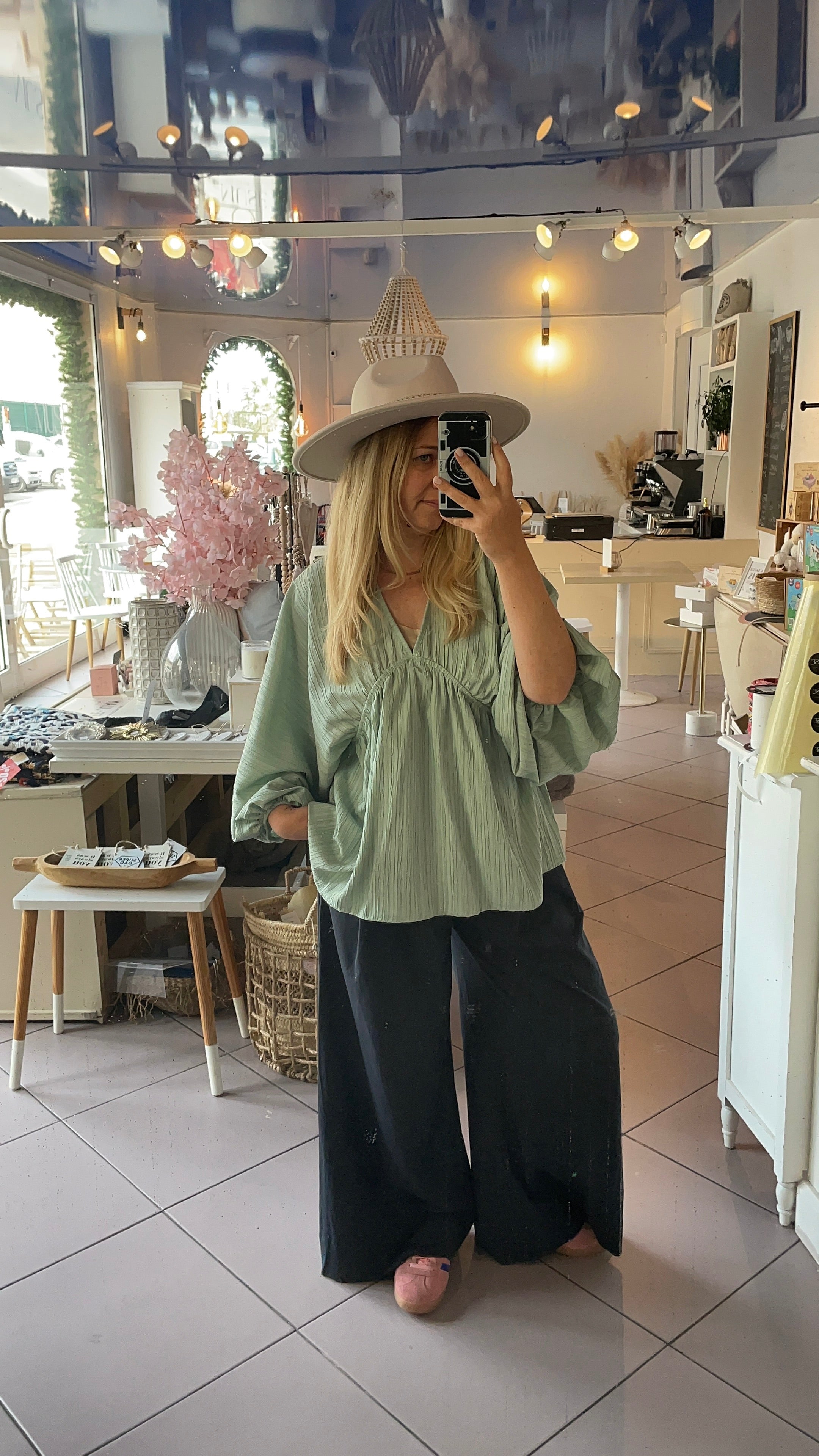 Blouse bohème vert sauge Gina