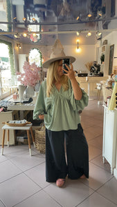 Blouse bohème vert sauge Gina