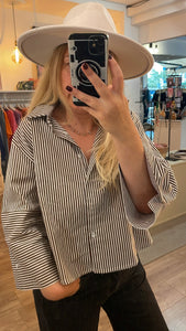 Chemise crop rayure marron