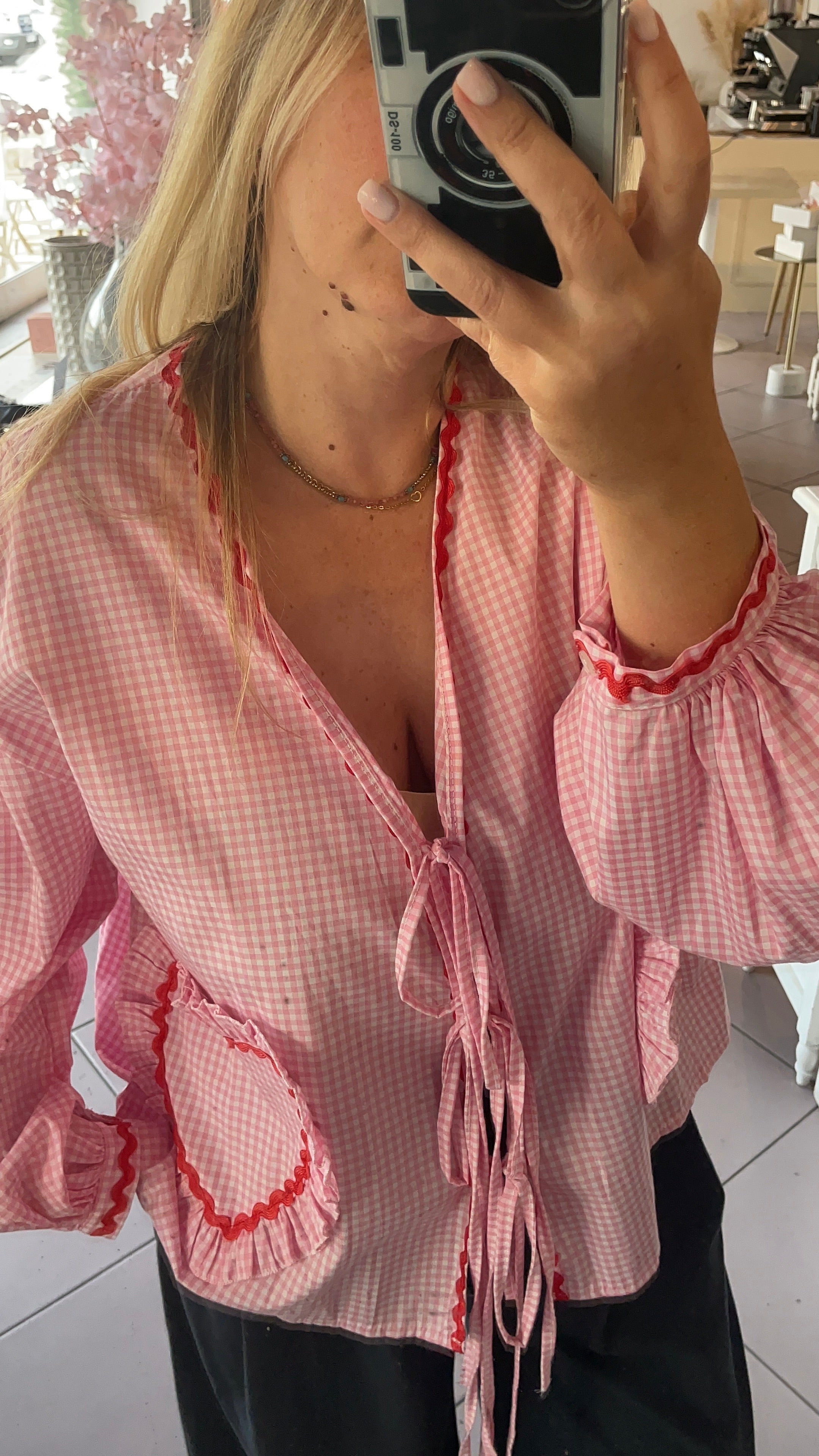 Blouse rose vichy Maguy