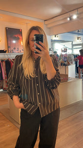 Blouse rayée kaki Léonie