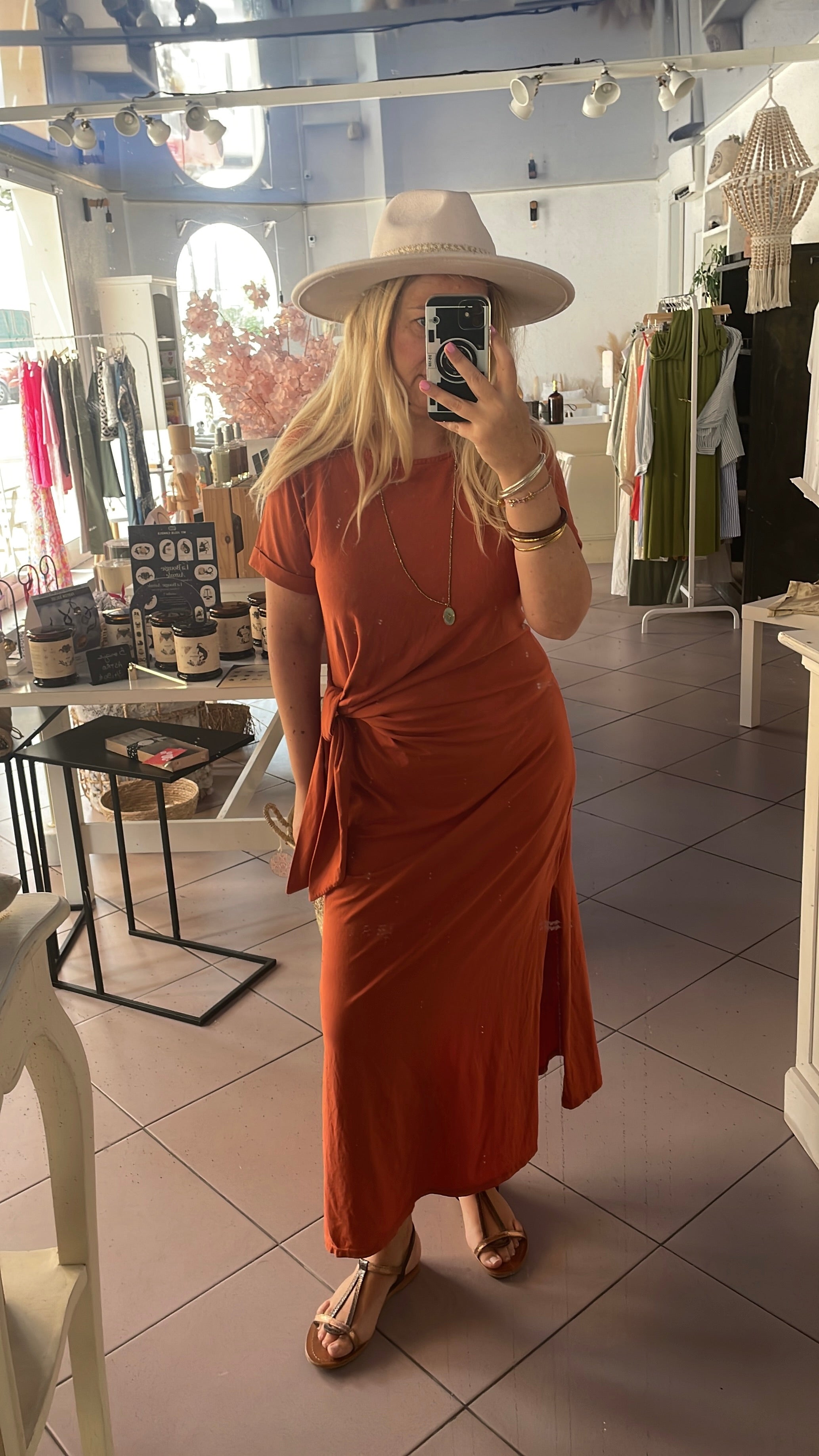 Robe longue noeud terracota