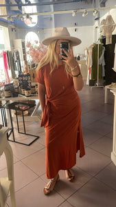 Robe longue noeud terracota