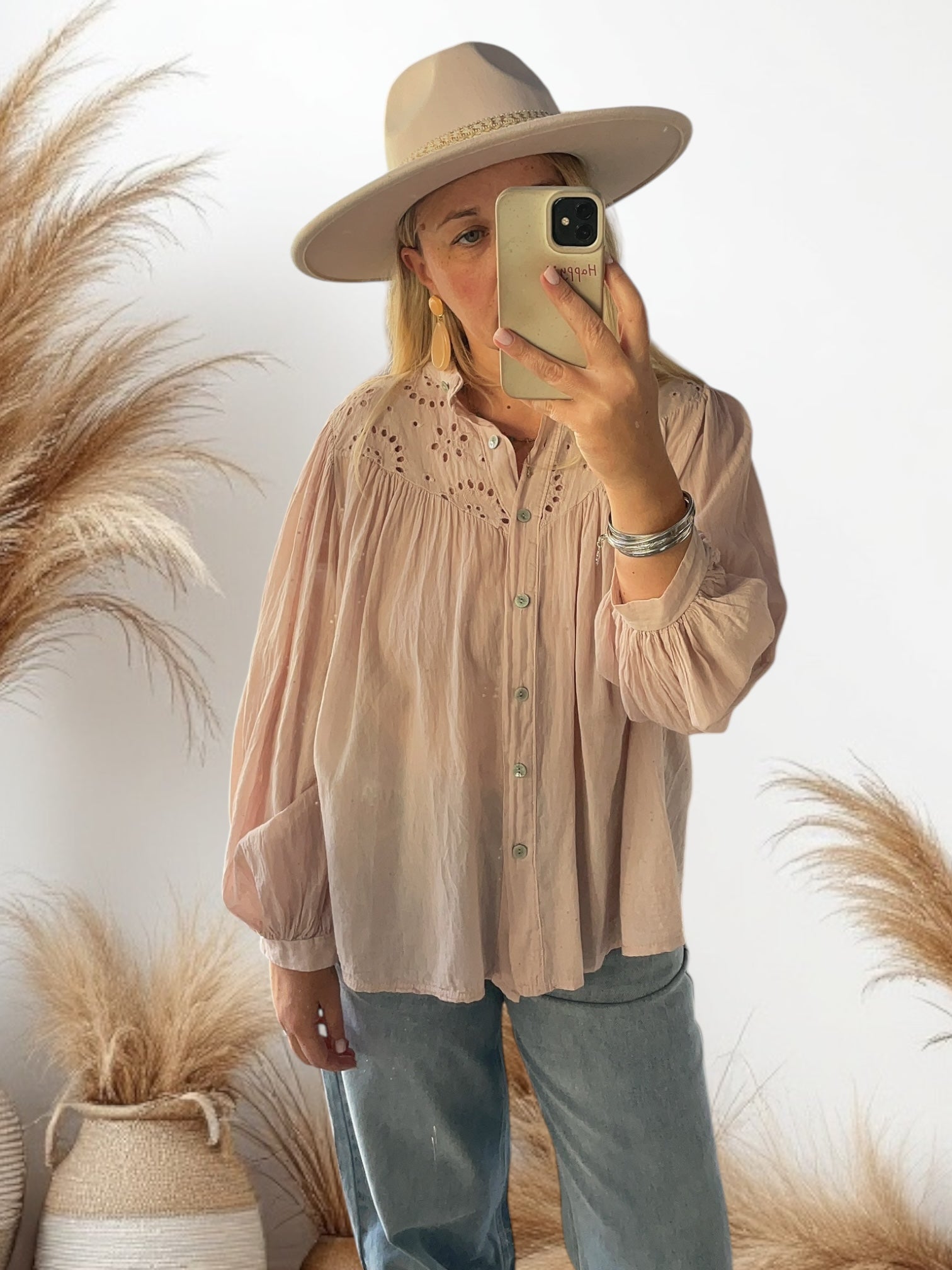 Blouse bohème rose poudrée Lucia