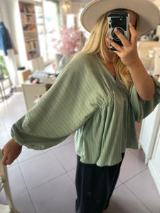 Blouse bohème vert sauge Gina