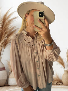 Blouse bohème rose poudrée Lucia